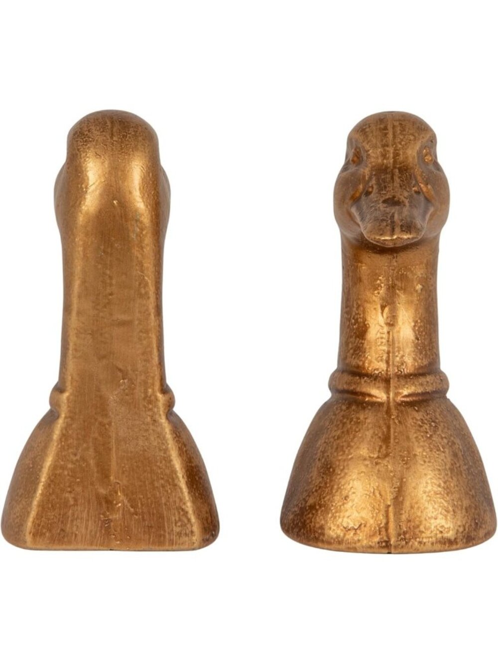 Chic Distressed Cast Iron Duck Head Bookends for Home Decor, Gold Finish - Picture 4 of 6